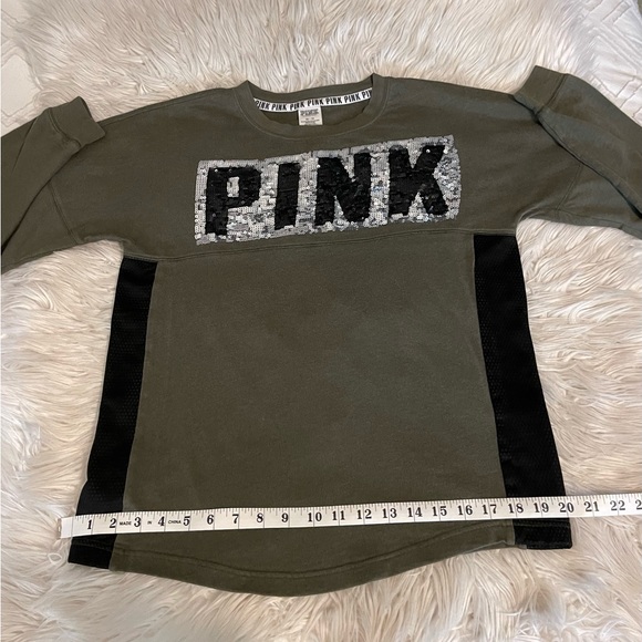 PINK | Sequin | Crewneck Sweatshirt | Green & Black - Picture 6 of 11